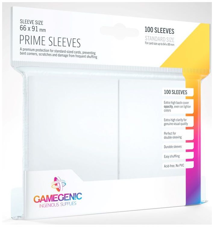 Gamegenic: Standard Size Sleeves 100ct - Prime White 66 x 91 mm