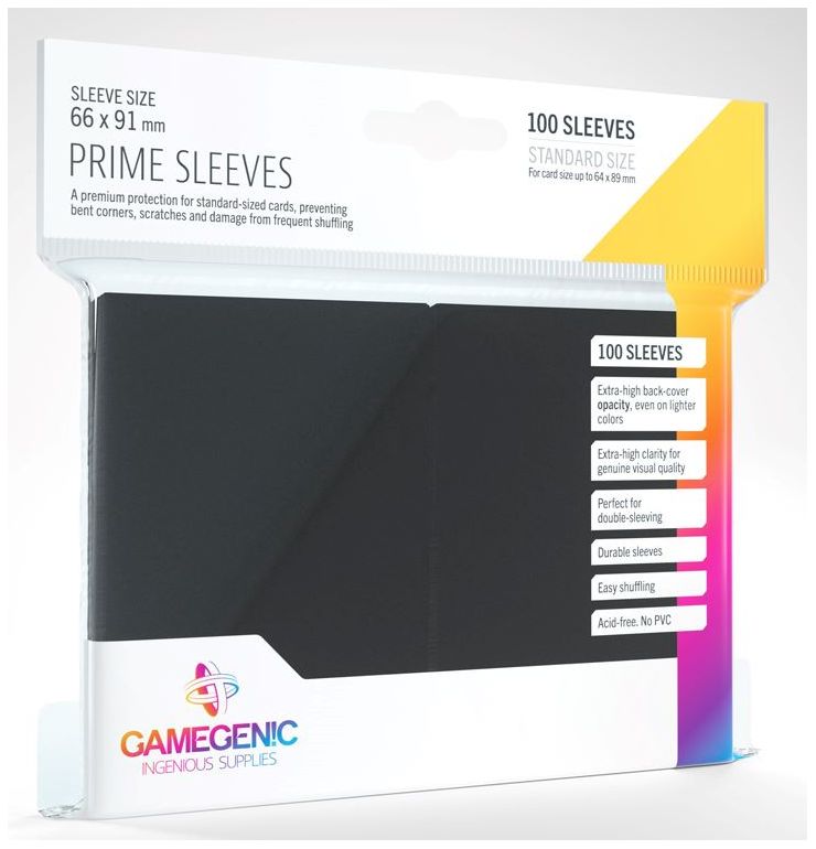 Gamegenic: Standard Size Sleeves 100ct - Prime Black 66 x 91 mm