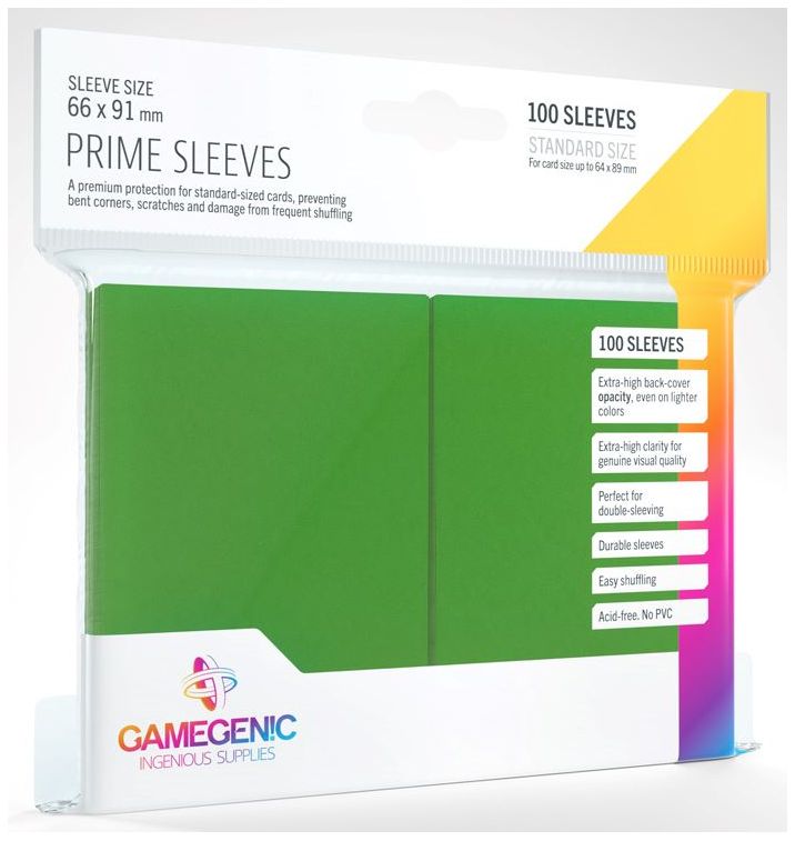 Gamegenic: Standard Size Sleeves 100ct - Prime Green 66 x 91 mm