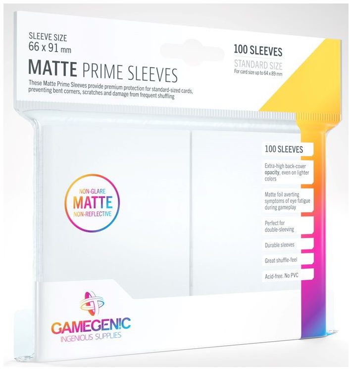 Gamegenic: Standard Size Sleeves 100ct - Matte Prime White 66 x 91 mm