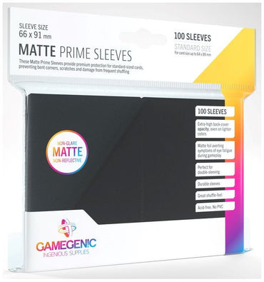 Gamegenic: Standard Size Sleeves 100ct - Matte Prime Black 66 x 91 mm