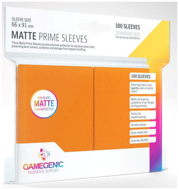 Gamegenic: Standard Size Sleeves 100ct - Matte Prime Orange 66 x 91 mm