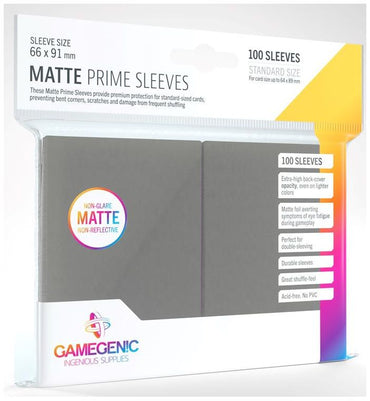 Gamegenic: Standard Size Sleeves 100ct - Matte Prime Dark Gray 66 x 91 mm