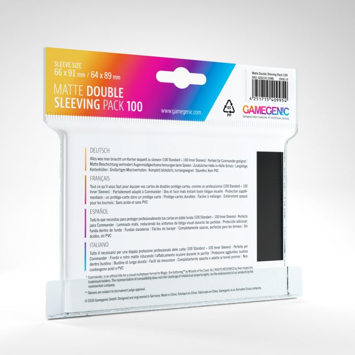 Gamegenic: 100 Standard Size Matte Double Sleeving Pack