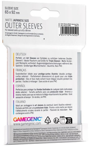 Gamegenic: Japanese Size Outer Sleeves 60ct - Matte 65 x 92 mm