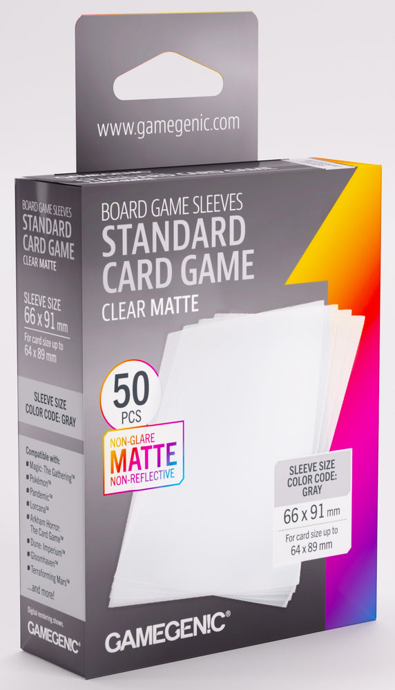 Gamegenic: Board Game Sleeves Standard Size 50ct - Matte Clear 66 x 91 mm