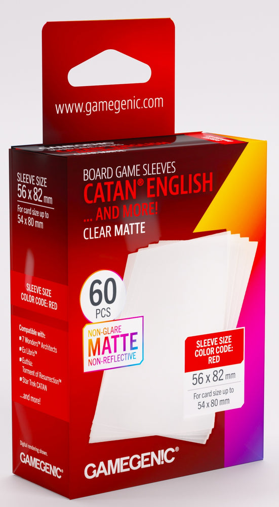 Gamegenic: Board Game Sleeves Catan® English Size 60ct - Matte Clear 56 x 82 mm