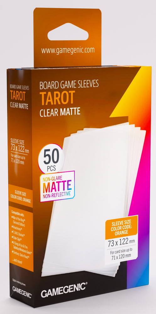 Gamegenic: Board Game Sleeves Tarot Size 50ct - Matte Clear 73 x 122 mm