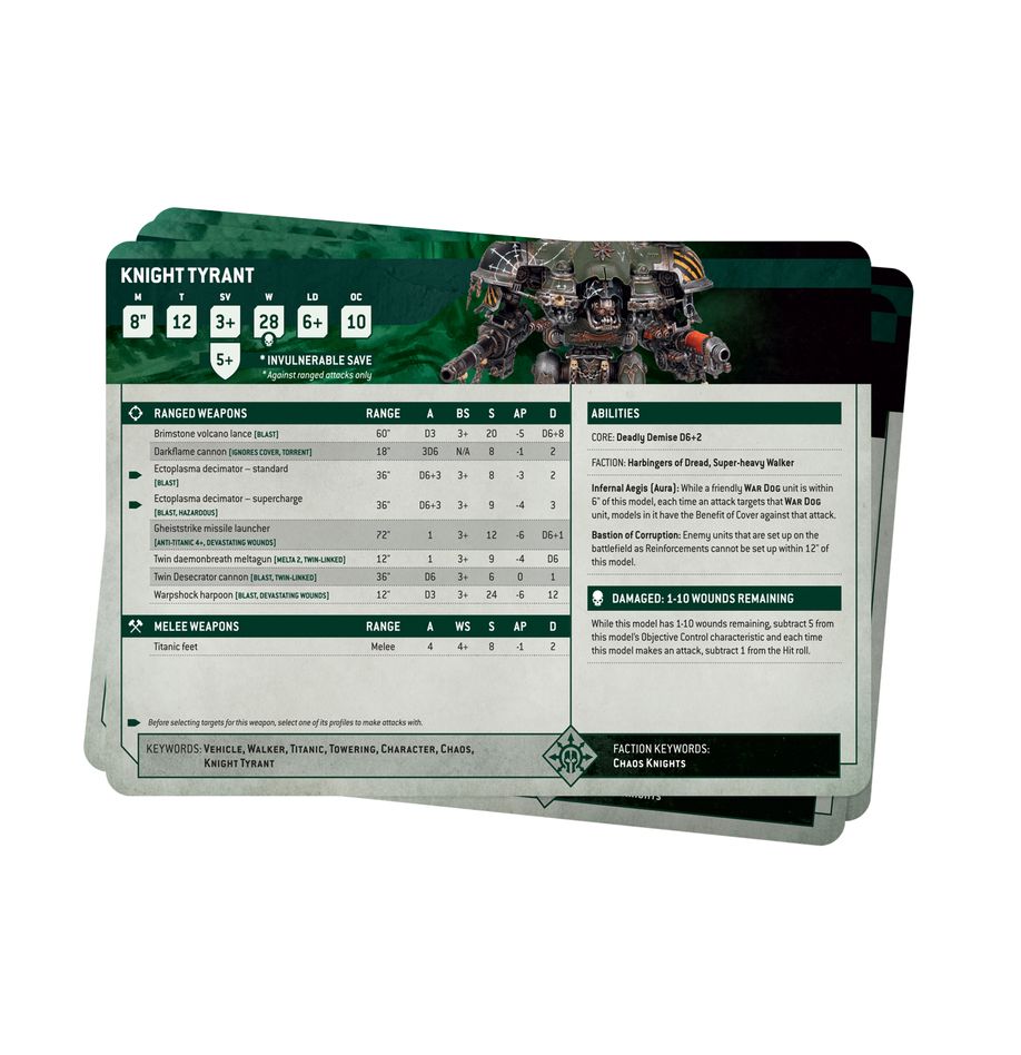 Warhammer 40,000: Datasheet Cards - Chaos Knights 10th Edition