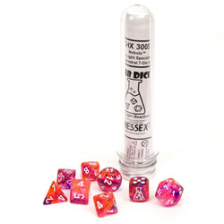 Chessex CHX30057 Nebula Black Light Special/white Polyhedral 7-Dice Set