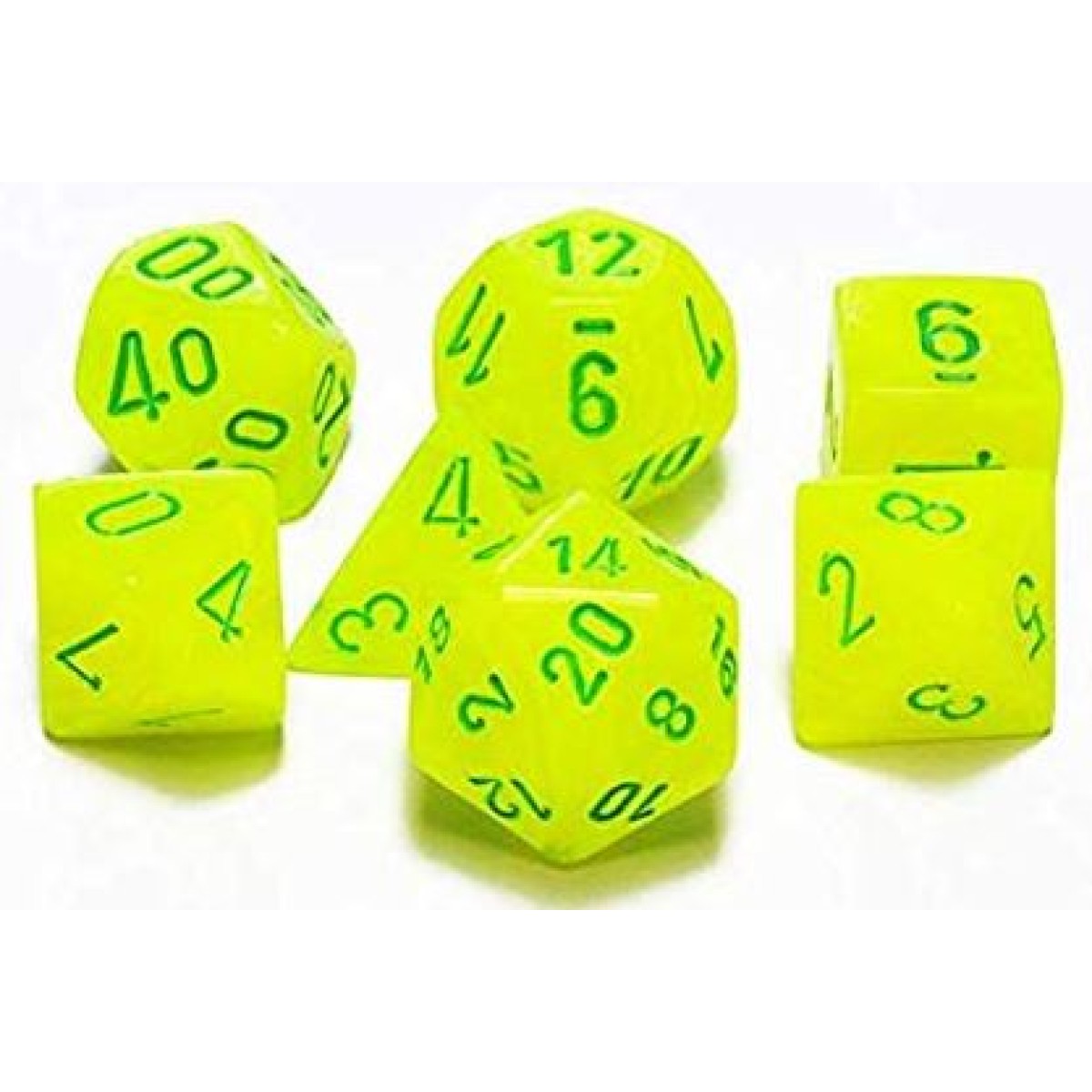 Chessex CHX27422 Vortex Electric Yellow/green Polyhedral 7-Dice Set