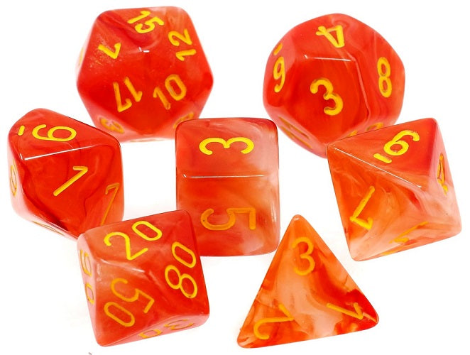 Chessex CHX27523 Ghostly Glow Orange/yellow Polyhedral 7-Dice Set