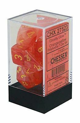 Chessex CHX27523 Ghostly Glow Orange/yellow Polyhedral 7-Dice Set