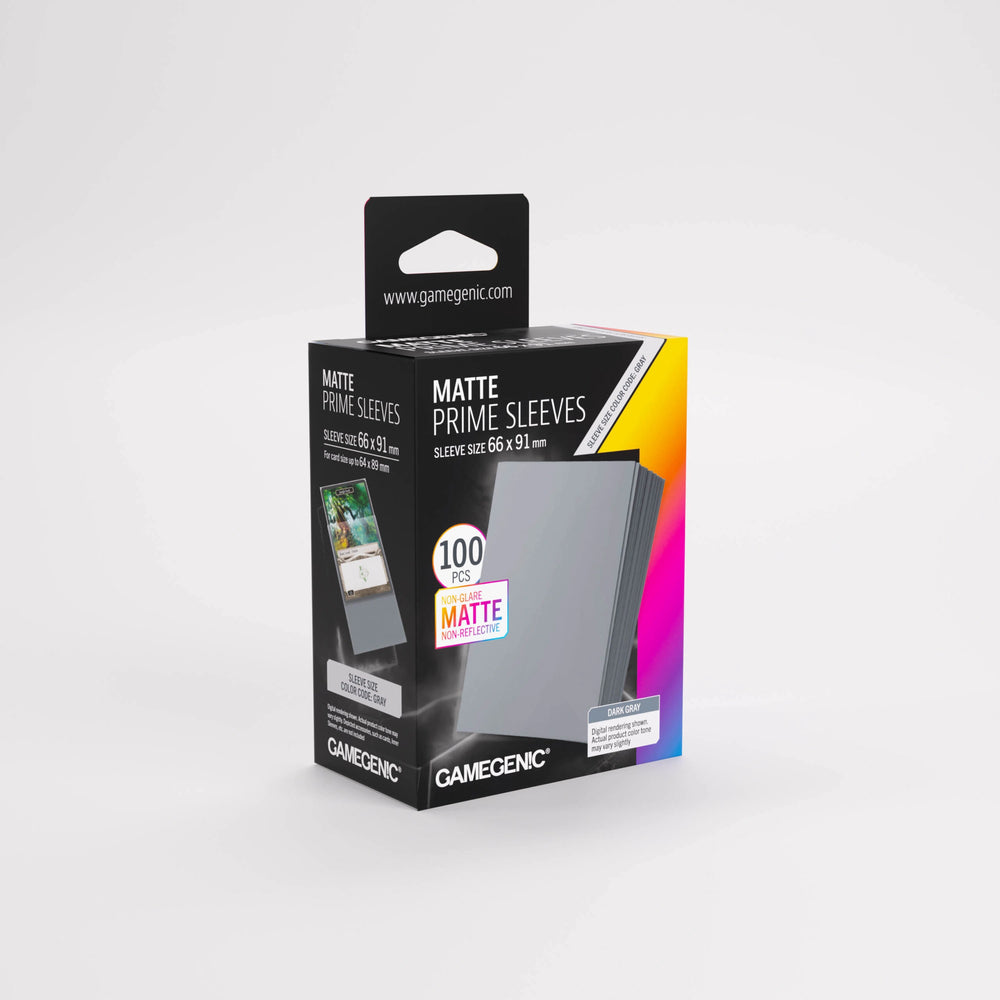 Gamegenic: Standard Size Sleeves 100ct - Matte Prime Dark Gray 66 x 91 mm