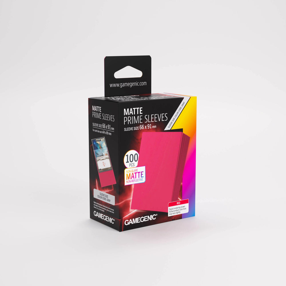 Gamegenic: Standard Size Sleeves 100ct - Matte Prime Red 66 x 91 mm