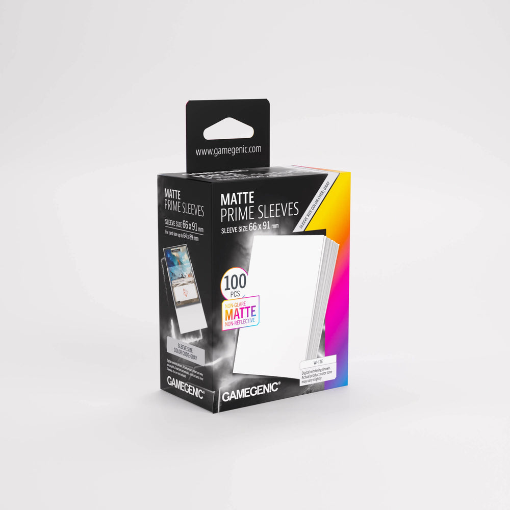 Gamegenic: Standard Size Sleeves 100ct - Matte Prime White 66 x 91 mm