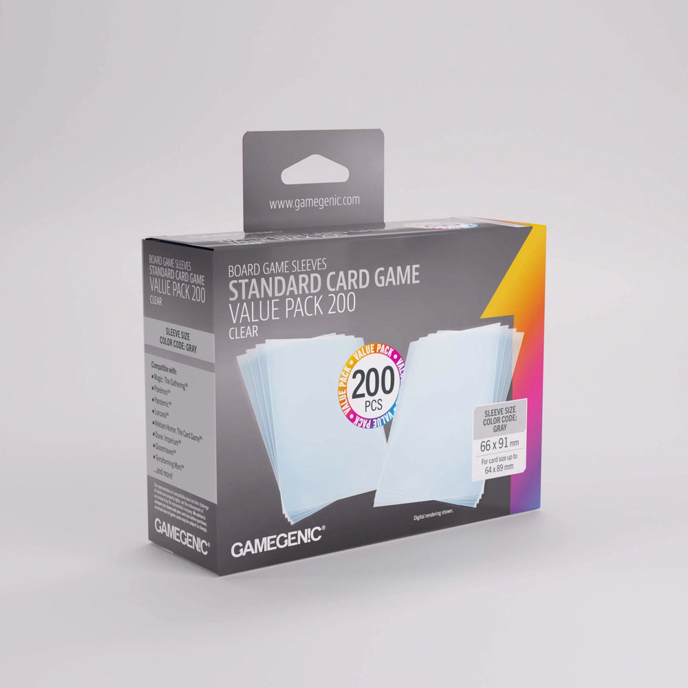 Gamegenic: Board Game Sleeves Standard Card Game Size Value Pack 200ct - Matte Clear 66 x 91 mm