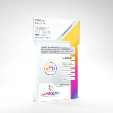 Gamegenic: Board Game Sleeves Standard Size 50ct - Matte Clear 66 x 91 mm