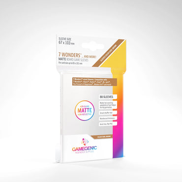 Gamegenic: Board Game Sleeves 7 Wonders™ Size 80ct - Matte Clear 67 x 103 mm