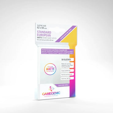 Gamegenic: Board Game Sleeves Standard European Size 50ct - Matte Clear 62 x 94 mm