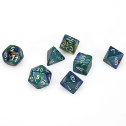 Chessex CHX27445 Festive Green/silver Polyhedral 7-Dice Set