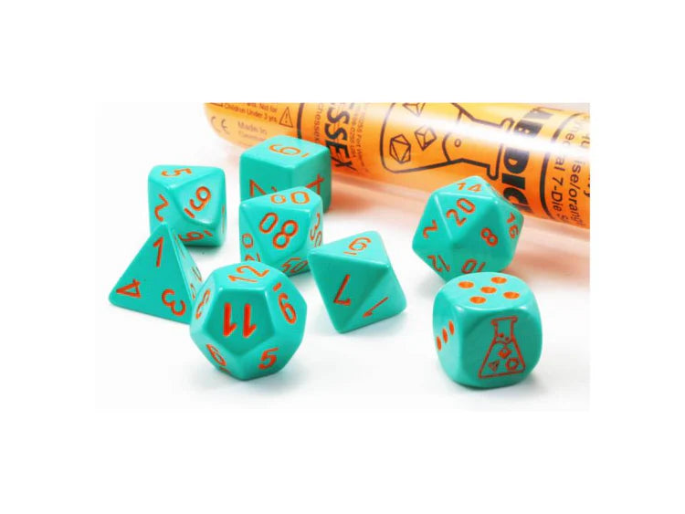 Chessex CHX30039 Heavy Turquoise/orange Polyhedral 7-Dice Set