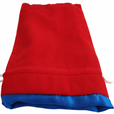 Dice Bag 6"x 8": Red Velvet with Blue Satin Lining