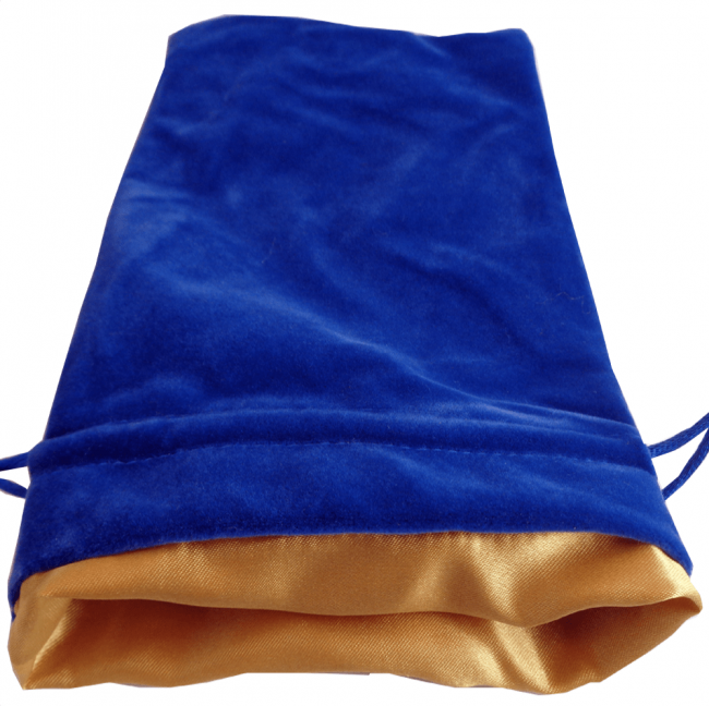 Dice Bag 6"x 8": Blue Velvet with Gold Satin Lining