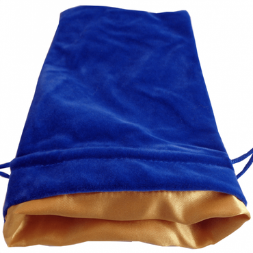 Dice Bag 6"x 8": Blue Velvet with Gold Satin Lining