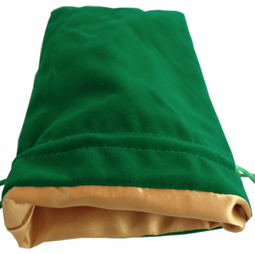 Dice Bag 6"x 8": Green Velvet with Gold Satin Lining