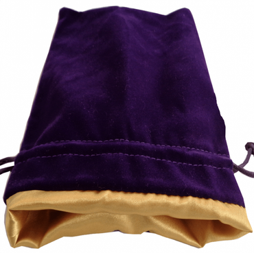 Dice Bag 6"x 8": Purple Velvet with Gold Satin Lining