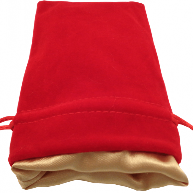 Dice Bag 4"x 6": Red Velvet with Gold Satin Lining